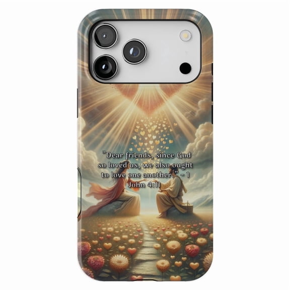 DistinctInk MagSafe Tough Case for iPhone 17 Pro (6.3") - 1 John 4:11 - Loving One Another Through God's Love - Shockproof Drop Protection MagSafe Compatible Cover