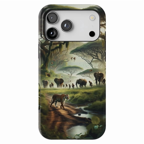 DistinctInk MagSafe Tough Case for iPhone 17 Pro (6.3") - Bengal Tiger Reigns Supreme in Vibrant South Asian Jungle - Shockproof Drop Protection MagSafe Compatible Cover