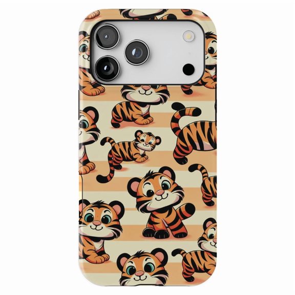 DistinctInk MagSafe Tough Case for iPhone 17 Pro (6.3") - Crazy Tigers Unleashed on Pastel Backdrop - Shockproof Drop Protection MagSafe Compatible Cover