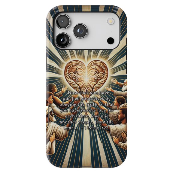 DistinctInk MagSafe Tough Case for iPhone 17 Pro (6.3") - Deeply Loving One Another: 1 Peter 1:22" - Shockproof Drop Protection MagSafe Compatible Cover