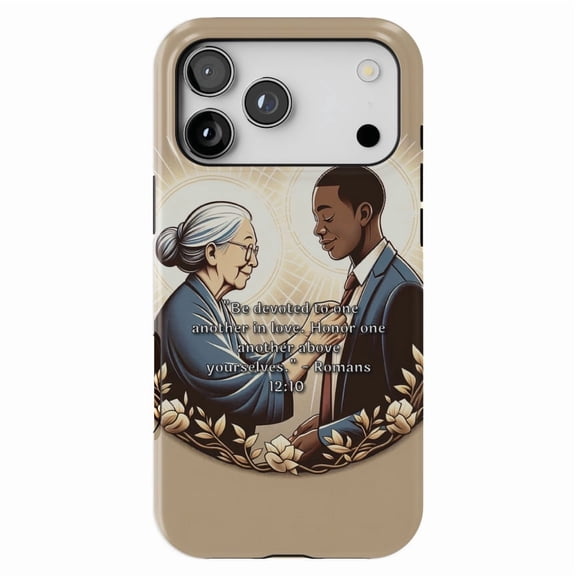 DistinctInk MagSafe Tough Case for iPhone 17 Pro (6.3") - Devotion in Love: Romans 12:10 - Honor Above Self - Shockproof Drop Protection MagSafe Compatible Cover