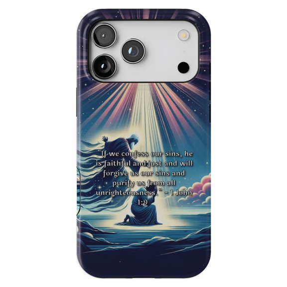 DistinctInk MagSafe Tough Case for iPhone 17 Pro (6.3") - Divine Forgiveness: 1 John 1:9 - Confession and Redemption - Shockproof Drop Protection MagSafe Compatible Cover