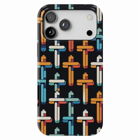 DistinctInk MagSafe Tough Case for iPhone 17 Pro (6.3") - Dynamic Contrast: Crosses in Vibrant Harmony - Shockproof Drop Protection MagSafe Compatible Cover