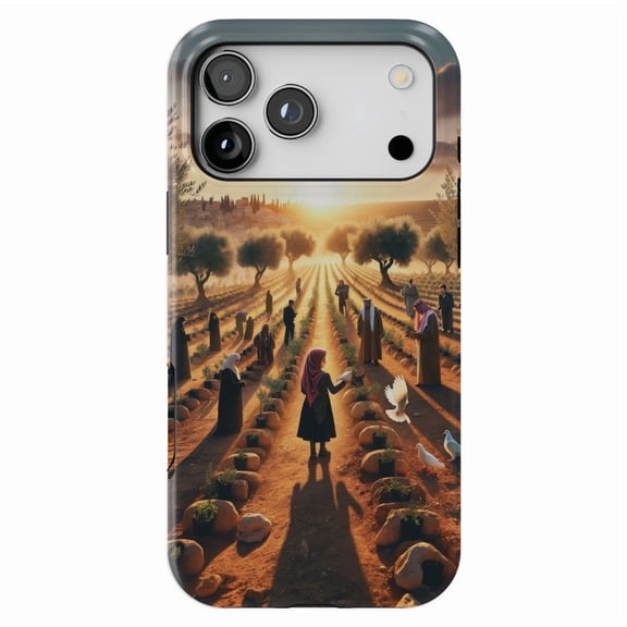 DistinctInk MagSafe Tough Case for iPhone 17 Pro (6.3") - Harmony Through Unity: Planting Olive Trees - Shockproof Drop Protection MagSafe Compatible Cover