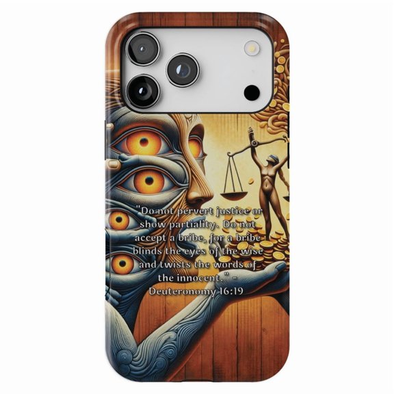 DistinctInk MagSafe Tough Case for iPhone 17 Pro (6.3") - Do Not Pervert Justice: Deuteronomy 16:19" - Shockproof Drop Protection MagSafe Compatible Cover