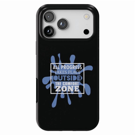DistinctInk MagSafe Tough Case for iPhone 17 Pro (6.3") - Progress Takes Place Outside Comfort Zone - Shockproof Drop Protection MagSafe Compatible Cover