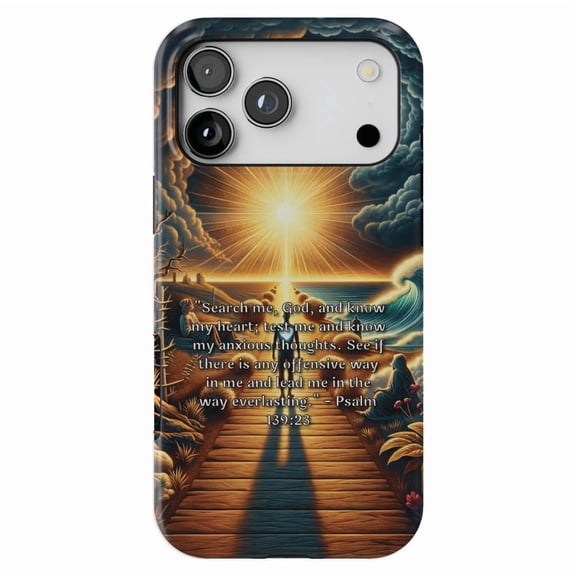 DistinctInk MagSafe Tough Case for iPhone 17 Pro (6.3") - Psalm 139:23 - A Prayer for Self-Reflection and Guidance - Shockproof Drop Protection MagSafe Compatible Cover