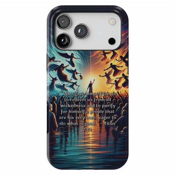 DistinctInk MagSafe Tough Case for iPhone 17 Pro (6.3") - Redemption and Purification: Titus 2:14 Scripture Reflection - Shockproof Drop Protection MagSafe Compatible Cover