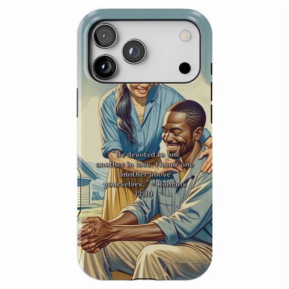 DistinctInk MagSafe Tough Case for iPhone 17 Pro (6.3") - Romans 12:10: Devotion and Honor in Love - Shockproof Drop Protection MagSafe Compatible Cover