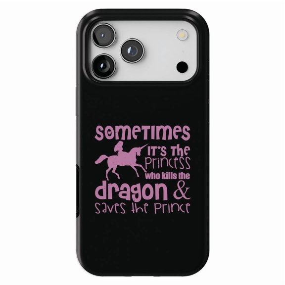 DistinctInk MagSafe Tough Case for iPhone 17 Pro (6.3") - Sometimes It's The Princess Who Kills The Dragon - Shockproof Drop Protection MagSafe Compatible Cover