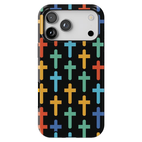 DistinctInk MagSafe Tough Case for iPhone 17 Pro (6.3") - Vibrant Silhouettes: Bold Colored Christian Crosses - Shockproof Drop Protection MagSafe Compatible Cover