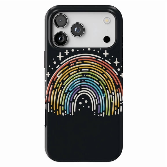 DistinctInk MagSafe Tough Case for iPhone 17 Pro (6.3") - Vibrant Spectrum: A Bold Hand-Drawn Rainbow - Shockproof Drop Protection MagSafe Compatible Cover