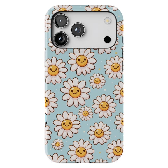 DistinctInk MagSafe Tough Case for iPhone 17 Pro Max (6.9") - Cheerful Daisies: Smiling Faces of Joy - Shockproof Drop Protection MagSafe Compatible Cover