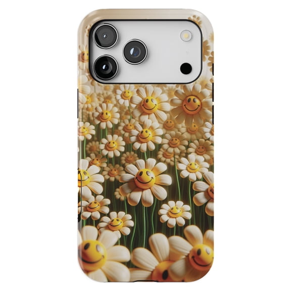 DistinctInk MagSafe Tough Case for iPhone 17 Pro Max (6.9") - Dancing Smiley Daisies: A Floral Delight - Shockproof Drop Protection MagSafe Compatible Cover