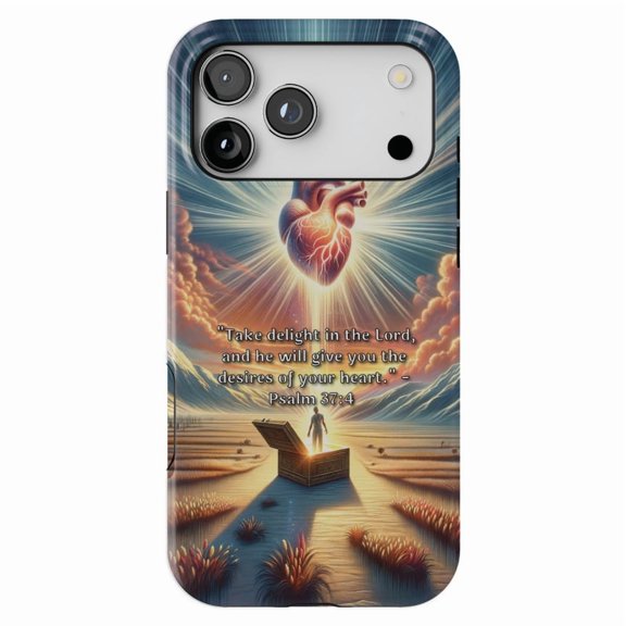 DistinctInk MagSafe Tough Case for iPhone 17 Pro Max (6.9") - Delight in The Lord: Psalm 37:4 - Your Heart's Desires - Shockproof Drop Protection MagSafe Compatible Cover