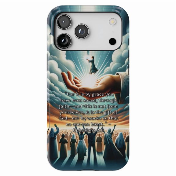 DistinctInk MagSafe Tough Case for iPhone 17 Pro Max (6.9") - Ephesians 2:8 - Saved by Grace, Not Works - Shockproof Drop Protection MagSafe Compatible Cover