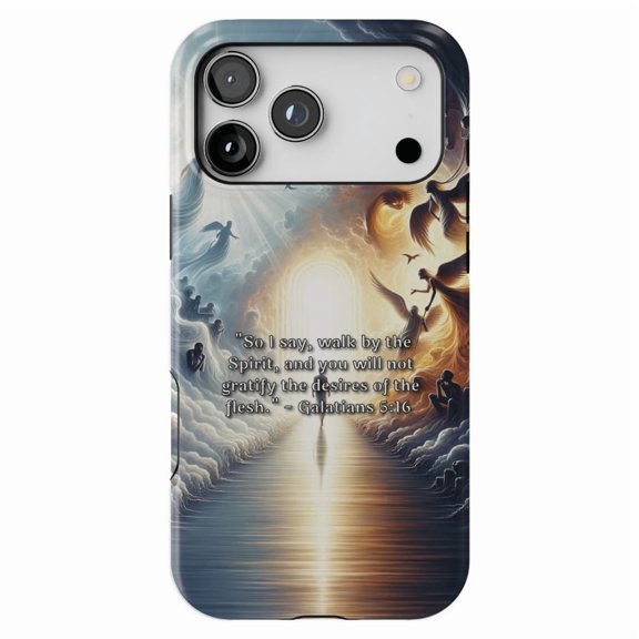 DistinctInk MagSafe Tough Case for iPhone 17 Pro Max (6.9") - Galatians 5:16 - Walk by The Spirit for Freedom - Shockproof Drop Protection MagSafe Compatible Cover