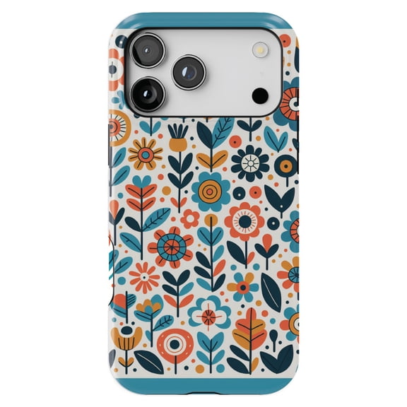 DistinctInk MagSafe Tough Case for iPhone 17 Pro Max (6.9") - Infinite Whimsical Cartoon Flower Harmony - Shockproof Drop Protection MagSafe Compatible Cover