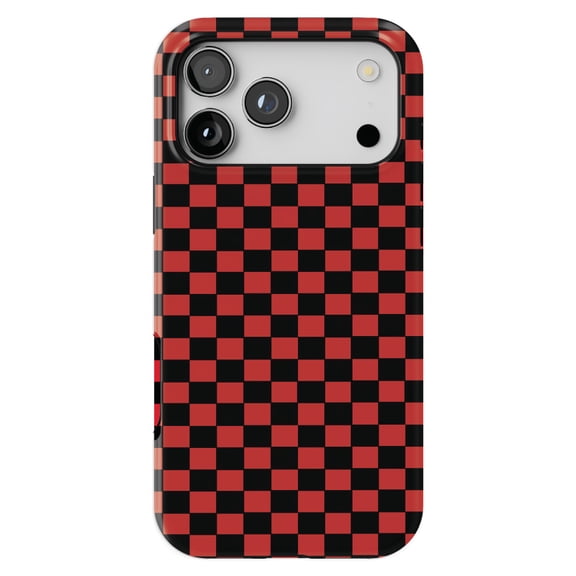 DistinctInk MagSafe Tough Case for iPhone 17 Pro Max (6.9") - Red Black Checkered Flag Geometric - Shockproof Drop Protection MagSafe Compatible Cover