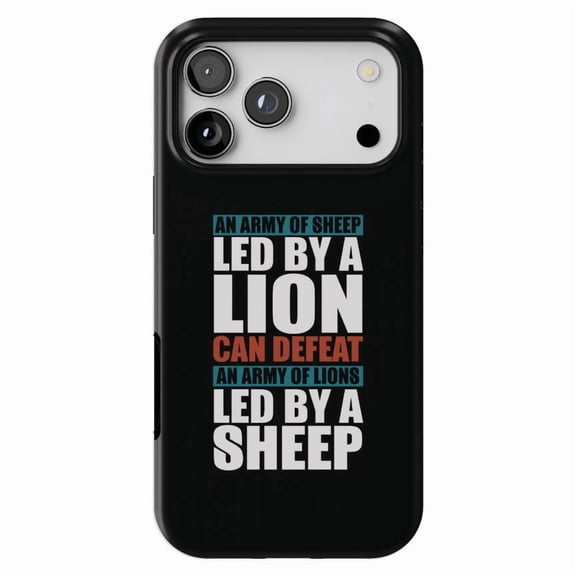 DistinctInk MagSafe Tough Case for iPhone 17 Pro Max (6.9") - Sheep Led by Lion Defeat Lions Led by Sheep - Shockproof Drop Protection MagSafe Compatible Cover