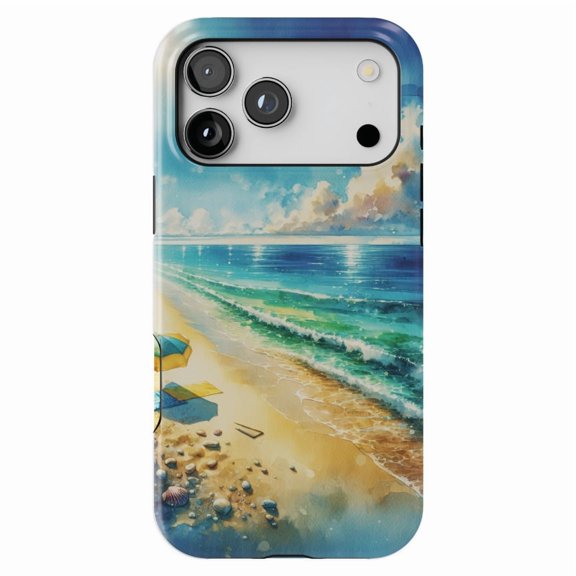 DistinctInk MagSafe Tough Case for iPhone 17 Pro Max (6.9") - Title: Serene Shoreline: A Beach Oasis - Shockproof Drop Protection MagSafe Compatible Cover