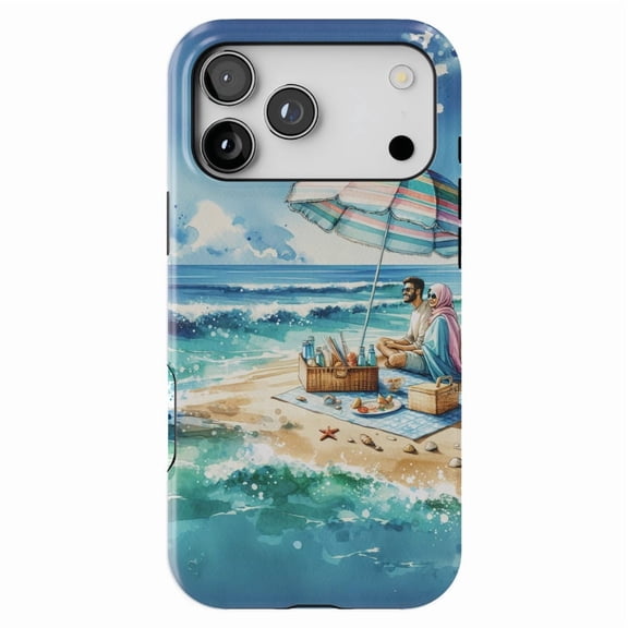 DistinctInk MagSafe Tough Case for iPhone 17 Pro Max (6.9") - Tranquil Coastal Escape: A Sunny Beach - Shockproof Drop Protection MagSafe Compatible Cover
