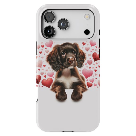 DistinctInk MagSafe Tough Case for iPhone 17 Pro Max (6.9") - Valentine's Day Boykin Spaniel Puppy - Shockproof Drop Protection MagSafe Compatible Cover