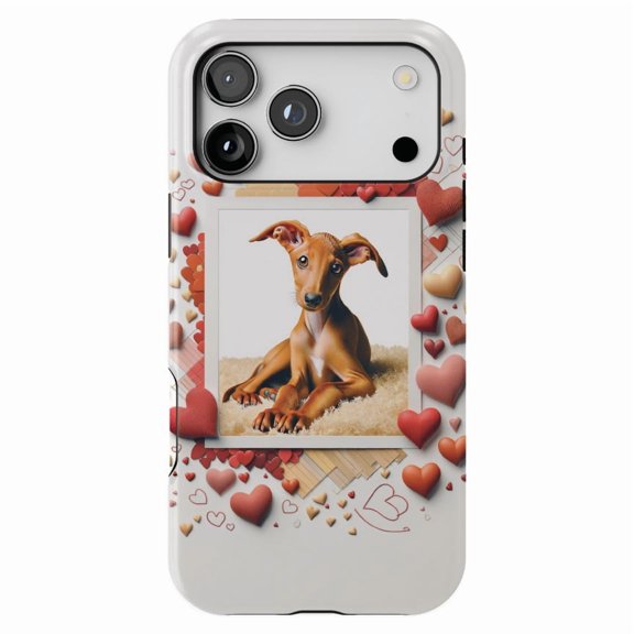 DistinctInk MagSafe Tough Case for iPhone 17 Pro Max (6.9") - Valentine's Day Pharaoh Hound Puppy - Shockproof Drop Protection MagSafe Compatible Cover