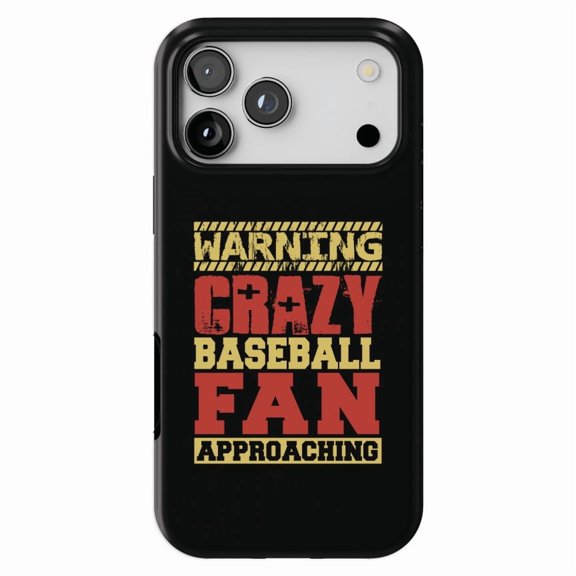 DistinctInk MagSafe Tough Case for iPhone 17 Pro Max (6.9") - Warning Crazy Baseball Fan Approaching - Shockproof Drop Protection MagSafe Compatible Cover