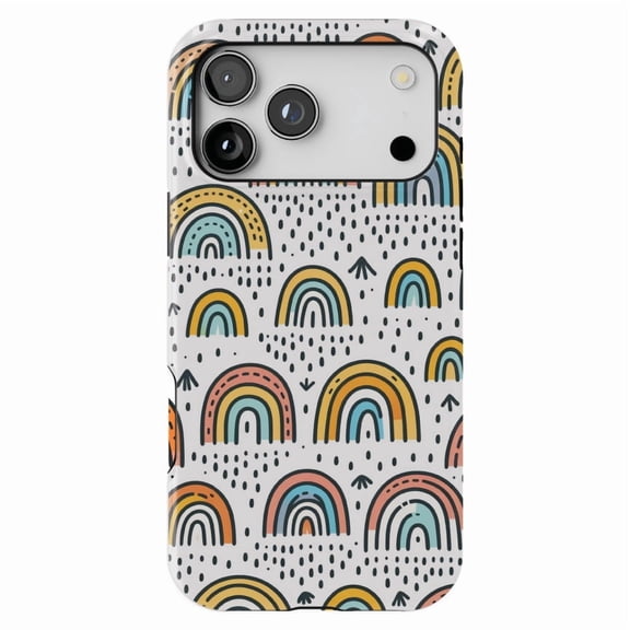 DistinctInk MagSafe Tough Case for iPhone 17 Pro Max (6.9") - Whimsical Harmony: Vibrant, Hand-Drawn Rainbow Patterns - Shockproof Drop Protection MagSafe Compatible Cover