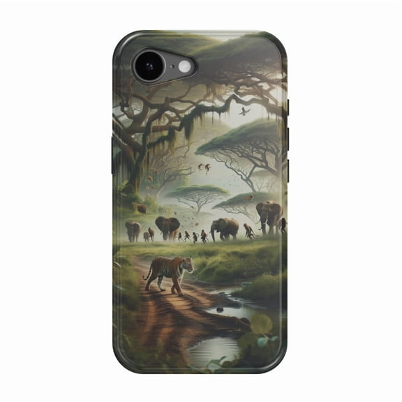DistinctInk MagSafe Tough Case for iPhone 17e (6.1") - Bengal Tiger Reigns Supreme in Vibrant South Asian Jungle - Shockproof Drop Protection MagSafe Compatible Cover