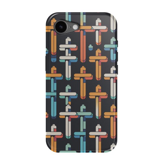 DistinctInk MagSafe Tough Case for iPhone 17e (6.1") - Dynamic Contrast: Crosses in Vibrant Harmony - Shockproof Drop Protection MagSafe Compatible Cover