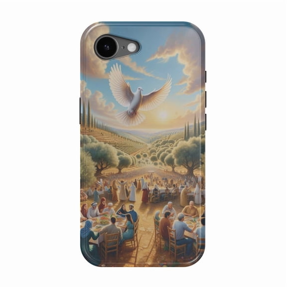 DistinctInk MagSafe Tough Case for iPhone 17e (6.1") - Harmony Blossoms in Ancient Palestinian Landscape - Shockproof Drop Protection MagSafe Compatible Cover