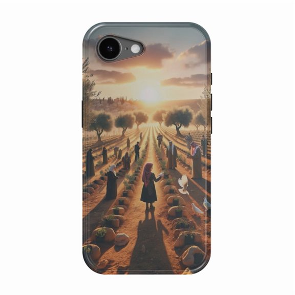 DistinctInk MagSafe Tough Case for iPhone 17e (6.1") - Harmony Through Unity: Planting Olive Trees - Shockproof Drop Protection MagSafe Compatible Cover