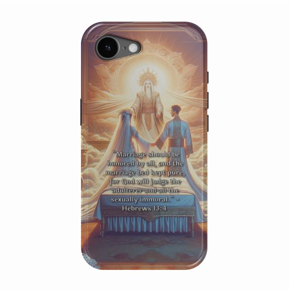 DistinctInk MagSafe Tough Case for iPhone 17e (6.1") - Honoring Marriage: Hebrews 13:4 Emphasizes Purity and Accountability - Shockproof Drop Protection MagSafe Compatible Cover