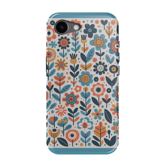 DistinctInk MagSafe Tough Case for iPhone 17e (6.1") - Infinite Whimsical Cartoon Flower Harmony - Shockproof Drop Protection MagSafe Compatible Cover