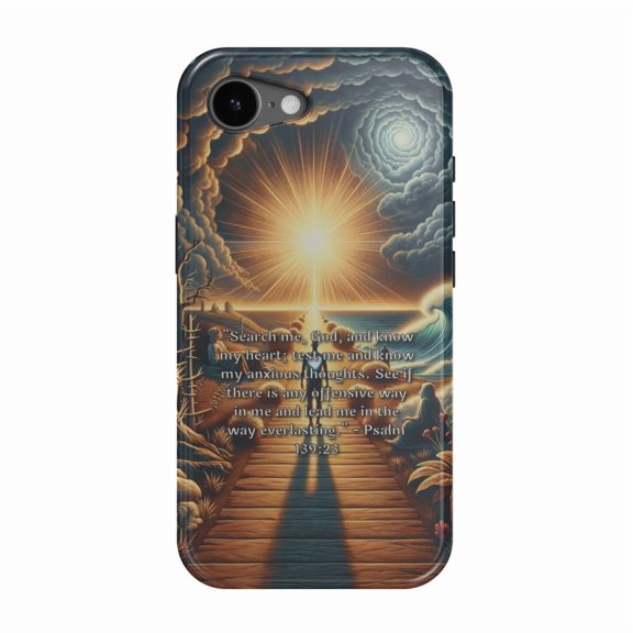 DistinctInk MagSafe Tough Case for iPhone 17e (6.1") - Psalm 139:23 - A Prayer for Self-Reflection and Guidance - Shockproof Drop Protection MagSafe Compatible Cover