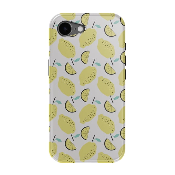 DistinctInk MagSafe Tough Case for iPhone 17e (6.1") - Summer Graphics - Lemon Pattern - Lemonade - Shockproof Drop Protection MagSafe Compatible Cover