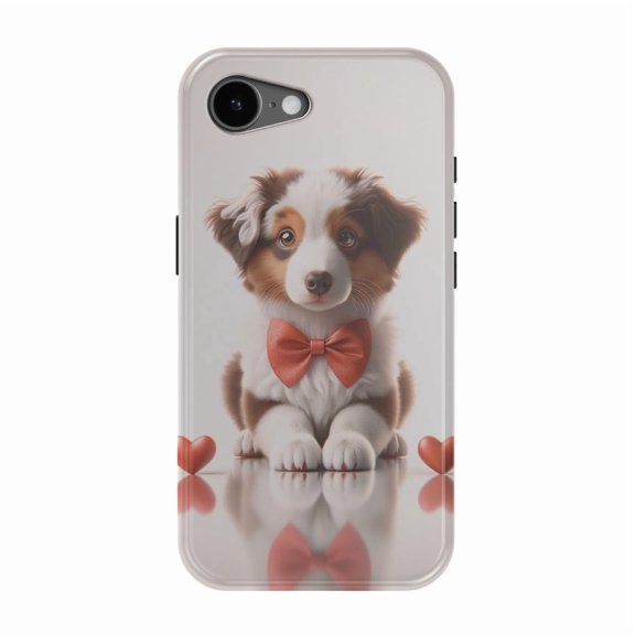 DistinctInk MagSafe Tough Case for iPhone 17e (6.1") - Valentine's Day Miniature American Shepherd - Shockproof Drop Protection MagSafe Compatible Cover