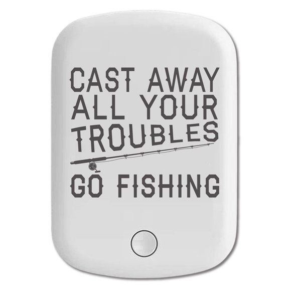 DistinctInk Magnetic Battery Pack, 10000 mAh Wireless Portable Charger with USB-C Cable, Compatible with MagSafe iPhone 14 / 13 / 12 Series - Cast Away All Your Troubles Go Fishing