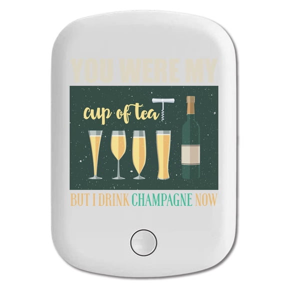 DistinctInk Magnetic Battery Pack, 5000 mAh Wireless Portable Charger with USB-C Cable, Compatible with MagSafe iPhone 14 / 13 / 12 Series - Were Cup Of Tea Drink Champagne Now