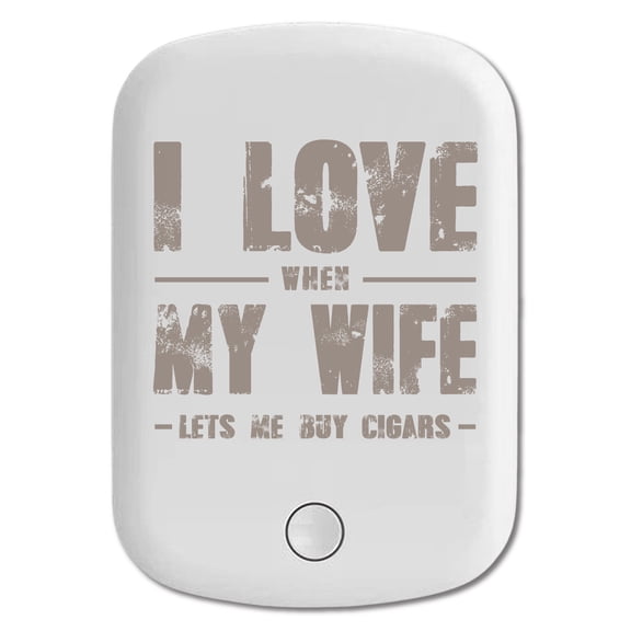 DistinctInk Magnetic Battery Pack, 5000 mAh Wireless Portable Charger with USB-C Cable, Compatible with MagSafe iPhone 14 / 13 / 12 Series - I Love When My Wife Lets Me Buy Cigars