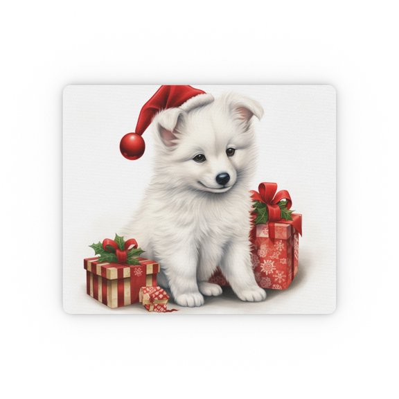 DistinctInk Mouse Pad - 1/4" Foam Rubber - American Eskimo Dog Puppy Drawing