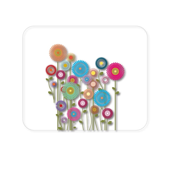 DistinctInk Mouse Pad - 1/4" Foam Rubber - Cartoon Wildflowers Stems Leaves