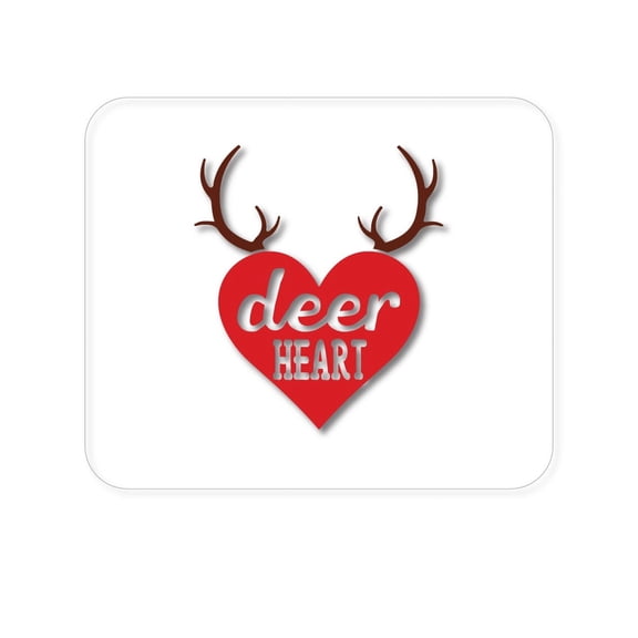 DistinctInk Mouse Pad - 1/4" Foam Rubber - Deer Heart - Red Antlers