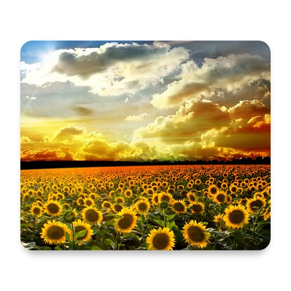 DistinctInk Mouse Pad - Green Blue Yellow Sunflowers - 1/4 inch Foam Rubber, Non-Slip