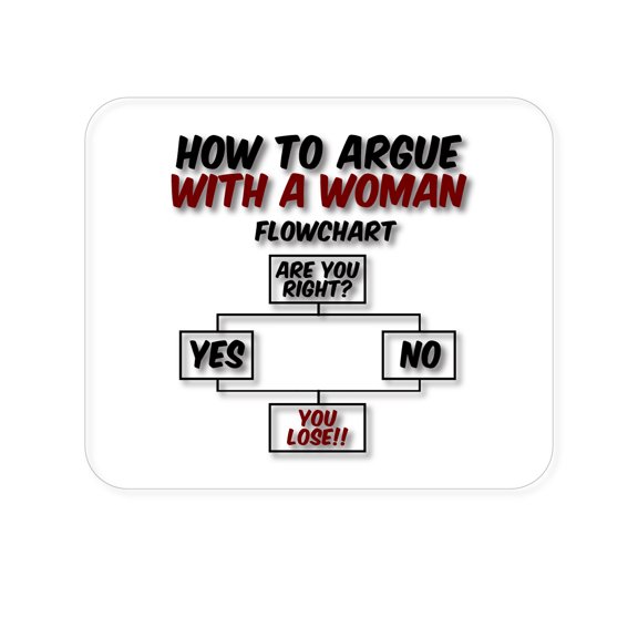 DistinctInk Mouse Pad - 1/4" Foam Rubber - How To Argue With a Woman Flowchart