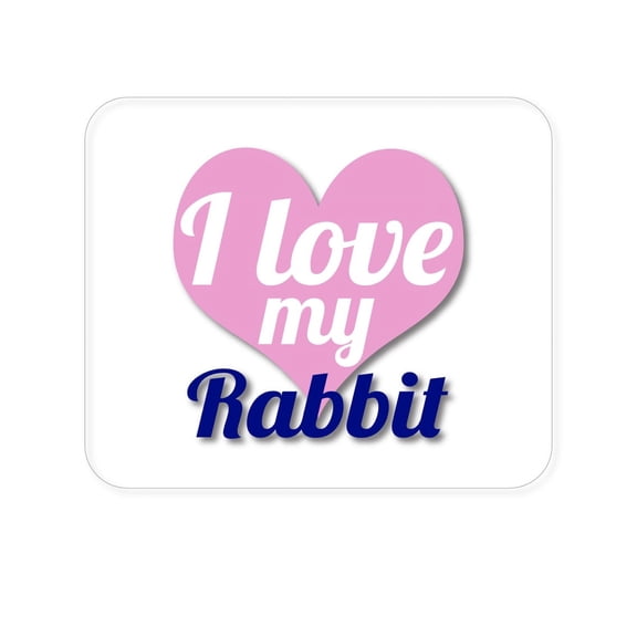 DistinctInk Mouse Pad - I Love My Rabbit - 1/4 inch Foam Rubber, Non-Slip