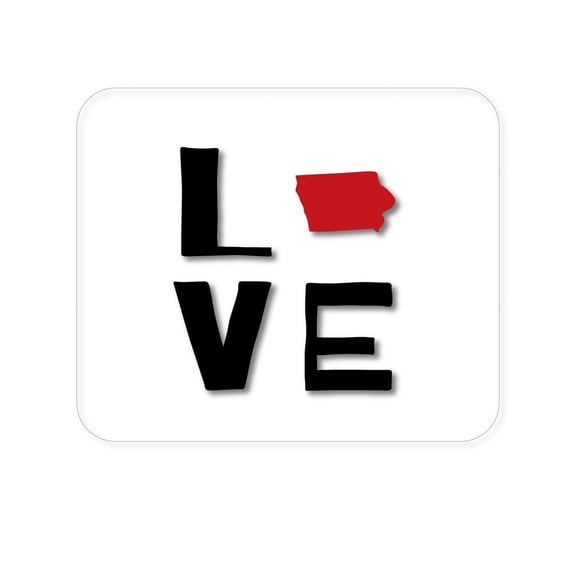 DistinctInk Mouse Pad - 1/4" Foam Rubber - Iowa - Love Black & Red