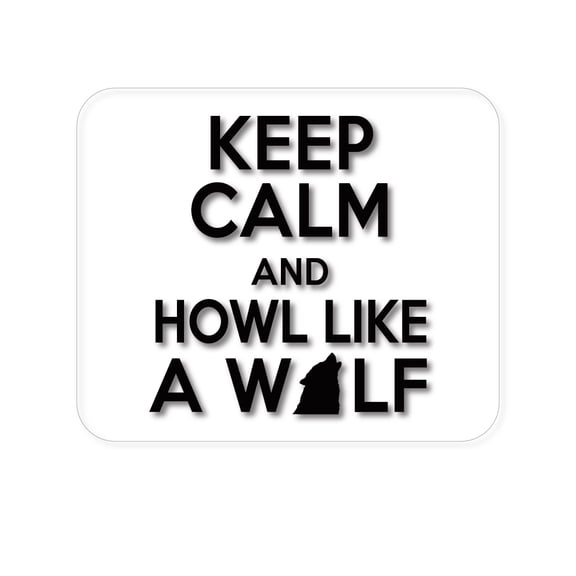 DistinctInk Mouse Pad - Keep Calm Howl Like a Wolf - 1/4 inch Foam Rubber, Non-Slip